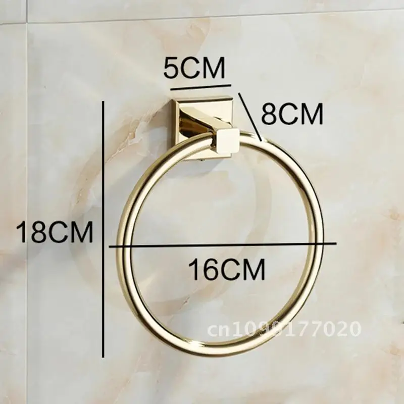 Round Towel Rings European Style Ring Brass Gold Rings Towel Bathroom Wall-Mounted Holder Soild