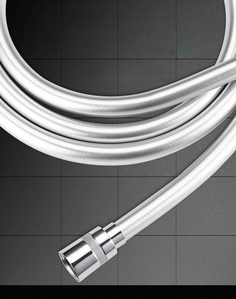 Silver 1.5/2m PVC Handheld Shower Hose GI/2 Universal Interface High Pressure Thickening Flexible Anti Winding