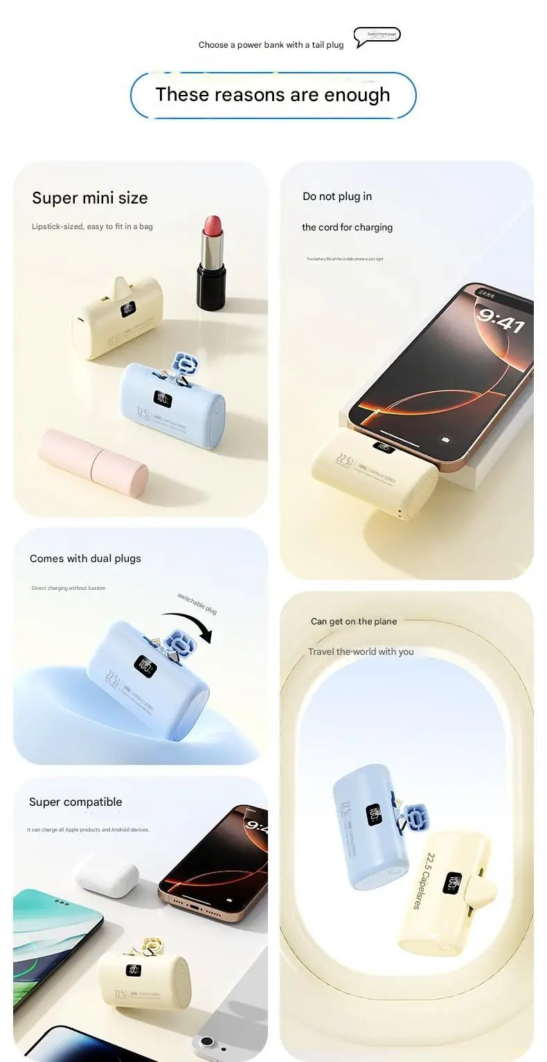 For xiaomi 22.5W Ultra-fast charging 30000mAh Mini Portable Charger USB-C Power bank Universal Compatibility Type-C for iphone