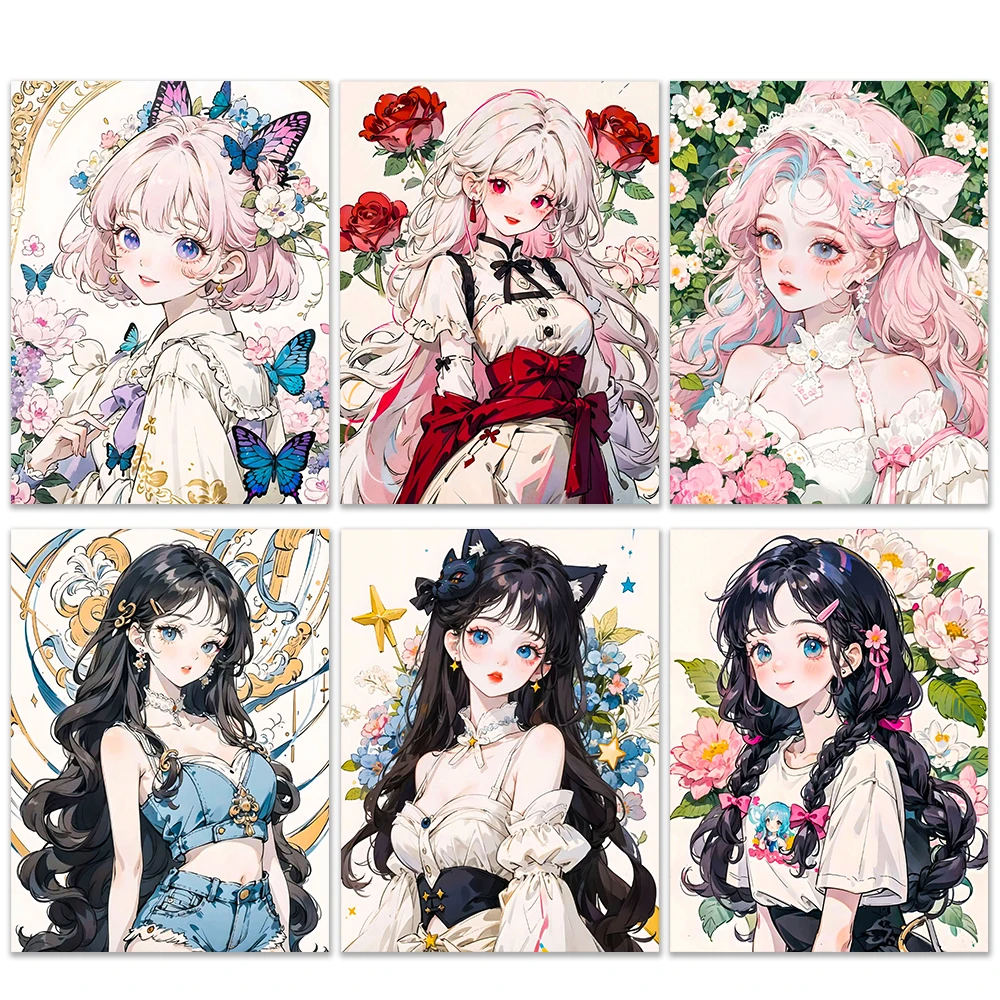 5D Diamond Painting Anime Girl DIY Cartoon Cross Stitch Full Square Round Diamond Mosaic Embroidery Art Home Decoration Gift