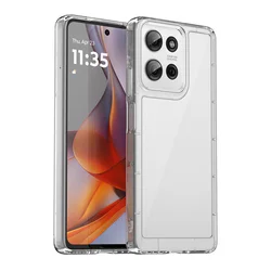 Heavy Duty Drop Protection Silicone Bumper Clear Back Cover Case for Motorola Moto G75 5G (Transparent)