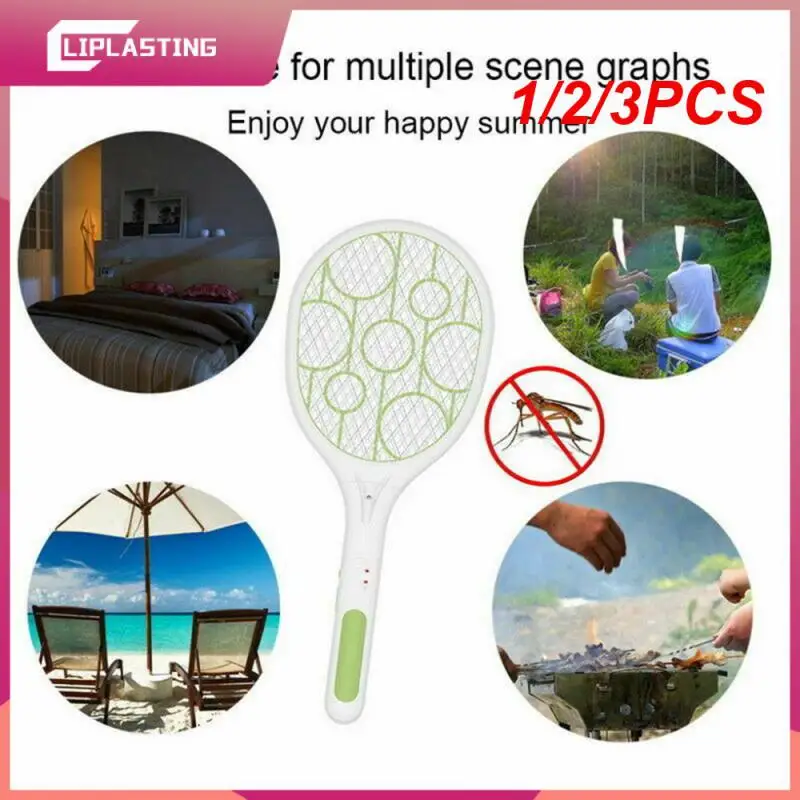 

1/2/3PCS Mosquito Swatter Killer Led Light Tennis Bat Hand-Held Racket Rechargeable Electric Fly Insect Racket Zapper Killer New