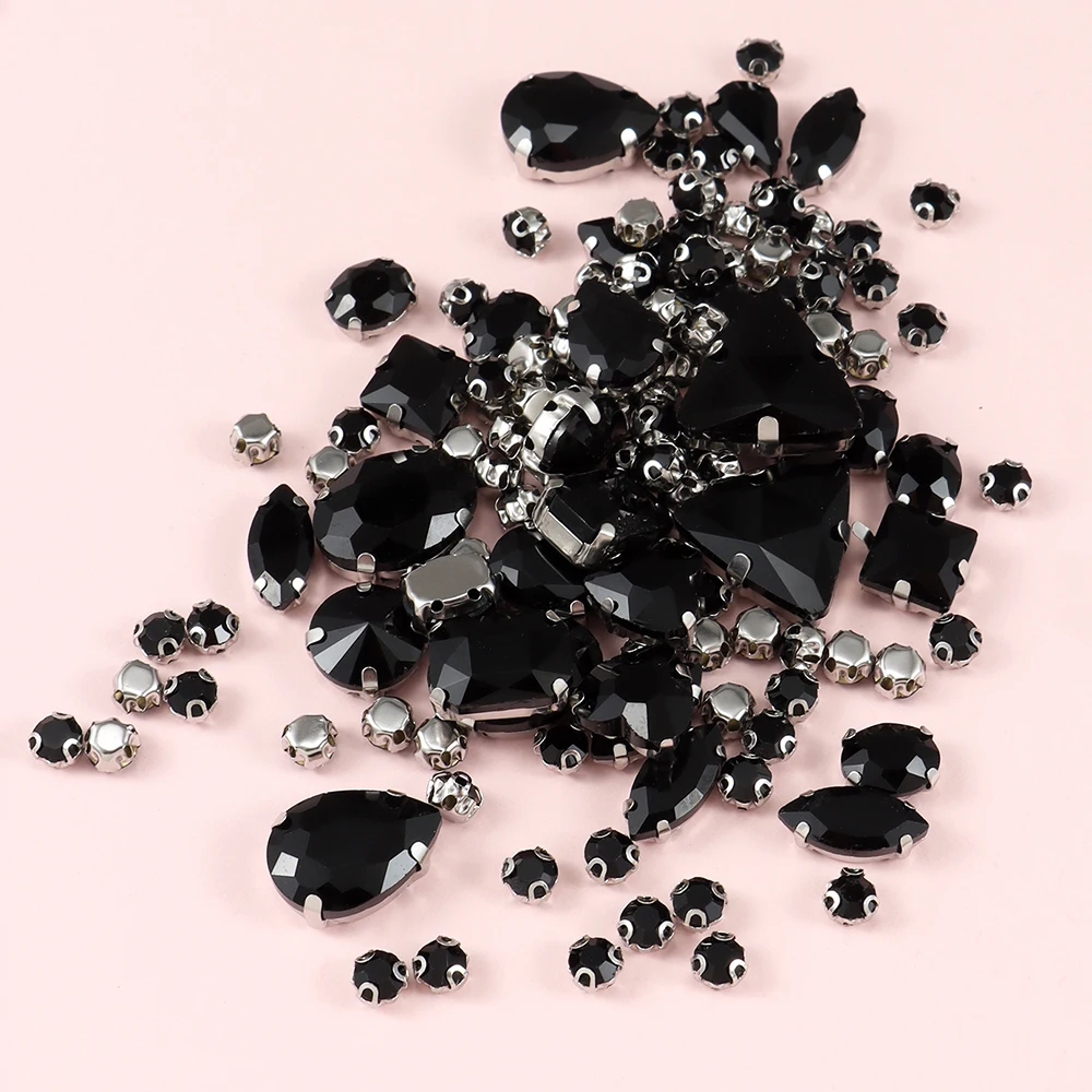 130 teile/los Silber klaue Einstellung Glas Strass gemischte Form auf Kristalls tein Diamant für Hochzeits kleid Schuhe Taschen DIY Trim nähen – Detail 6