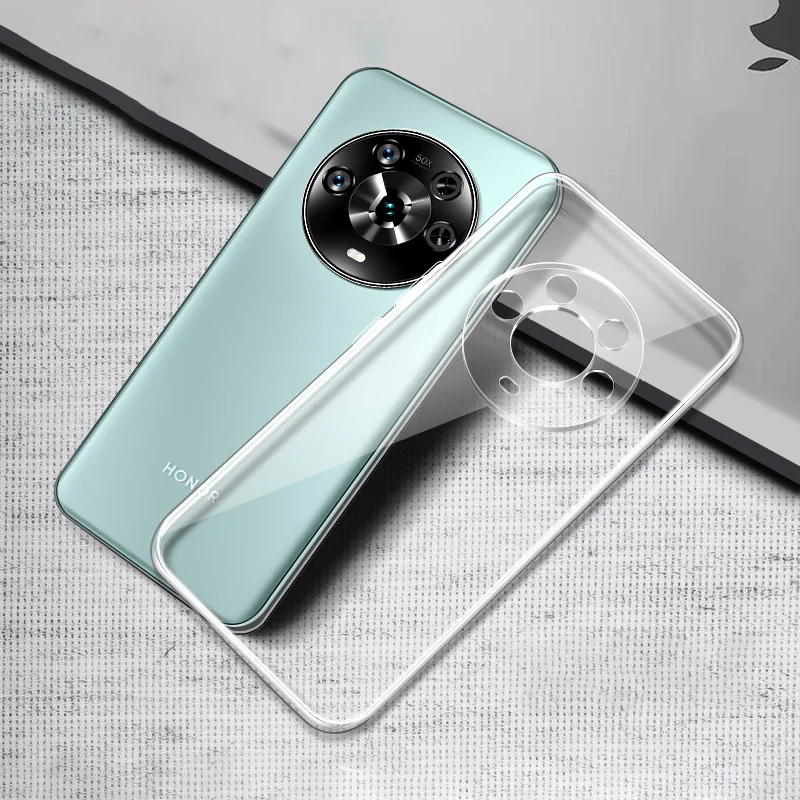 WOBURN Cover per Huawei Honor Magic 4 Lite (4G/5G) / X9, TPU Silicone e PC Antiurto Custodia con Girevole Anello, Traslucido Glassato Anti-Impronta Protettiva Case, Giallo