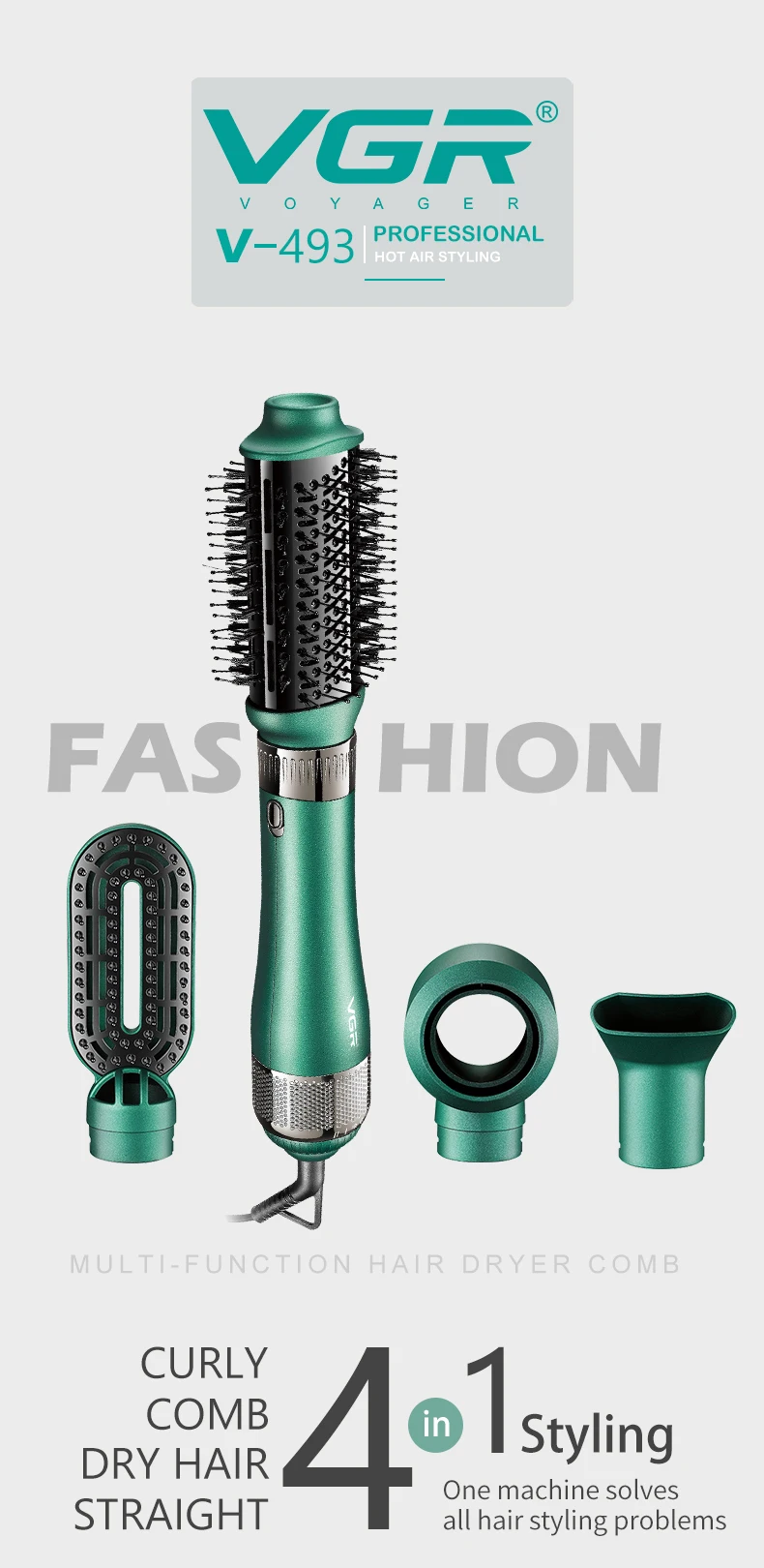 Hair Curler Professional Hair Dryer Hot Comb 4 in 1 Curling Iron Electric Curler