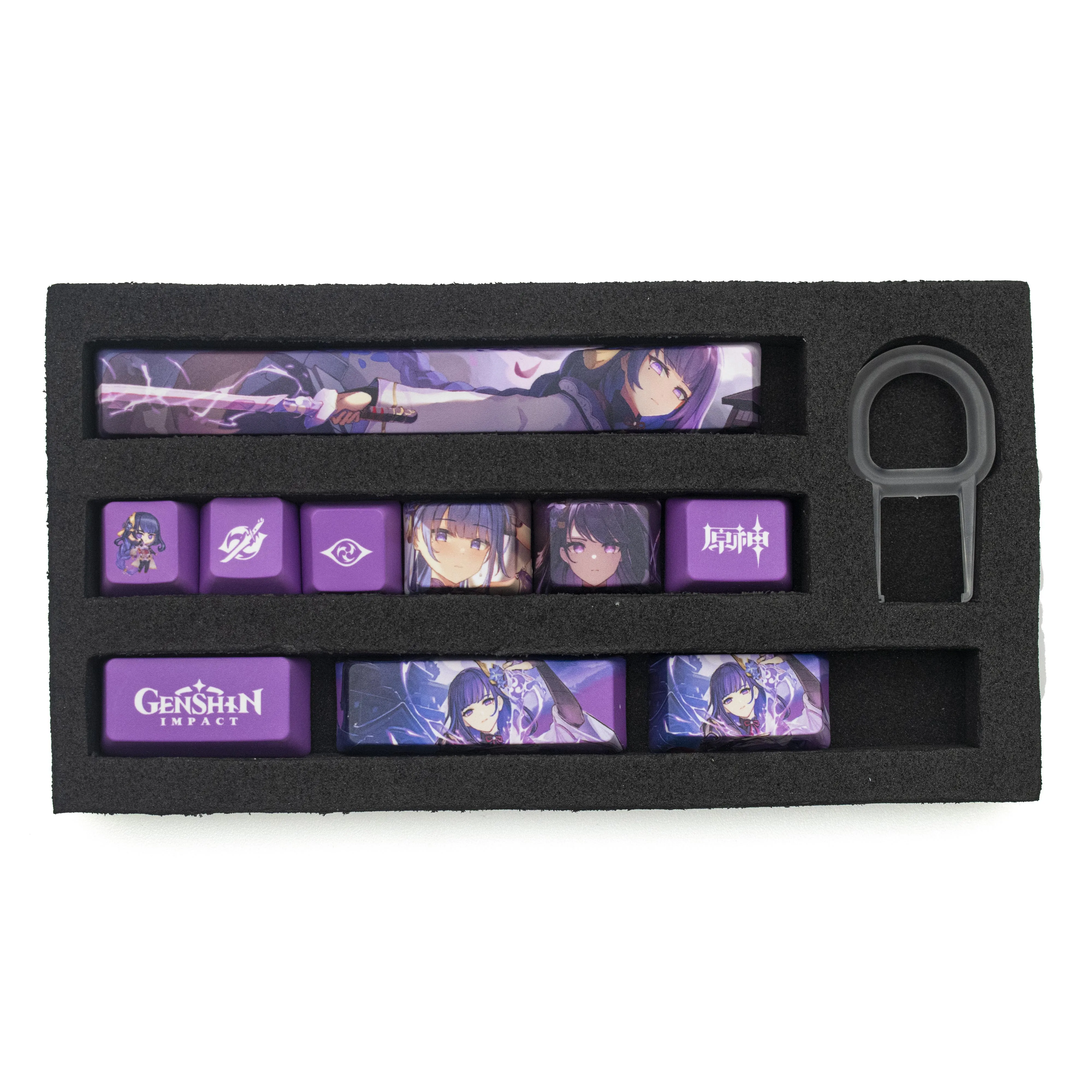 Genshin Impact Keycaps Raiden Shogun Perfil Oem 10 Chaves Pbt Dye Sub - Imagem 6