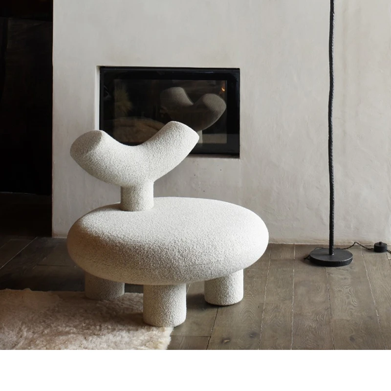 

Luxury leisure chair living room single person sofa chair lambswool creative shoes stool furniture.