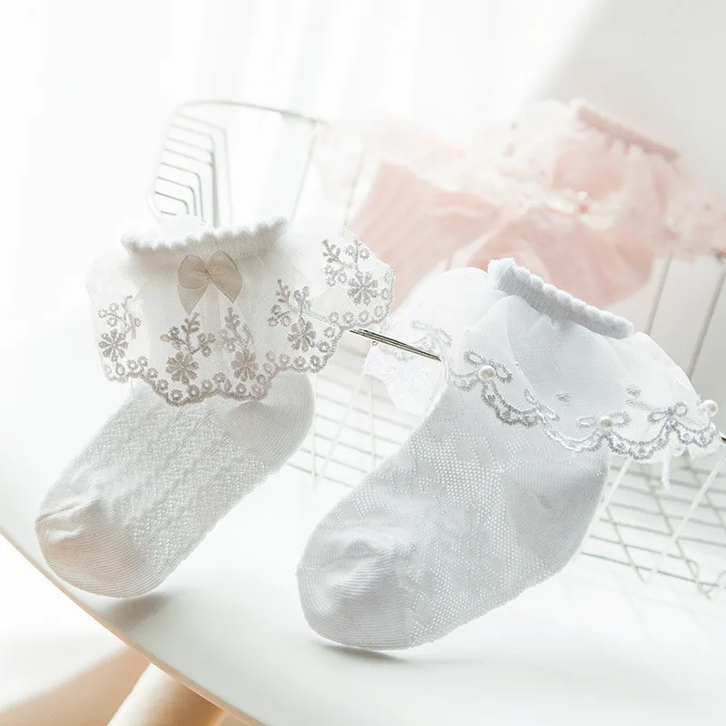 GD6024 Kid Latin Modern Party Dance Professional Lace Decoration Sock for Girl （Two Pairs of one Package）