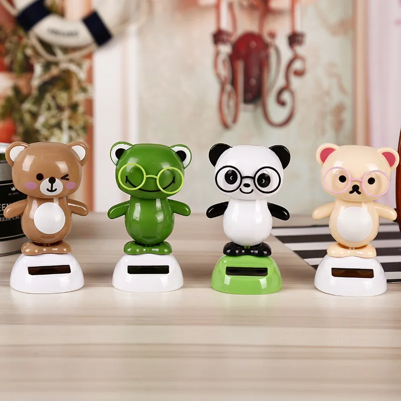 Cartoon Bear Series Solar Toys Desktop Ornaments Car Decorations Children's Gifts