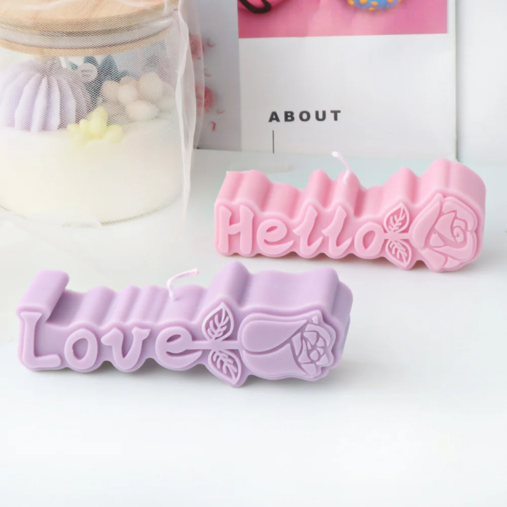 Love Letter Candle Silicone Mold 3D Love Rose Flower Scented Candles Soap Plaster Mold DIY Gift Home Decor