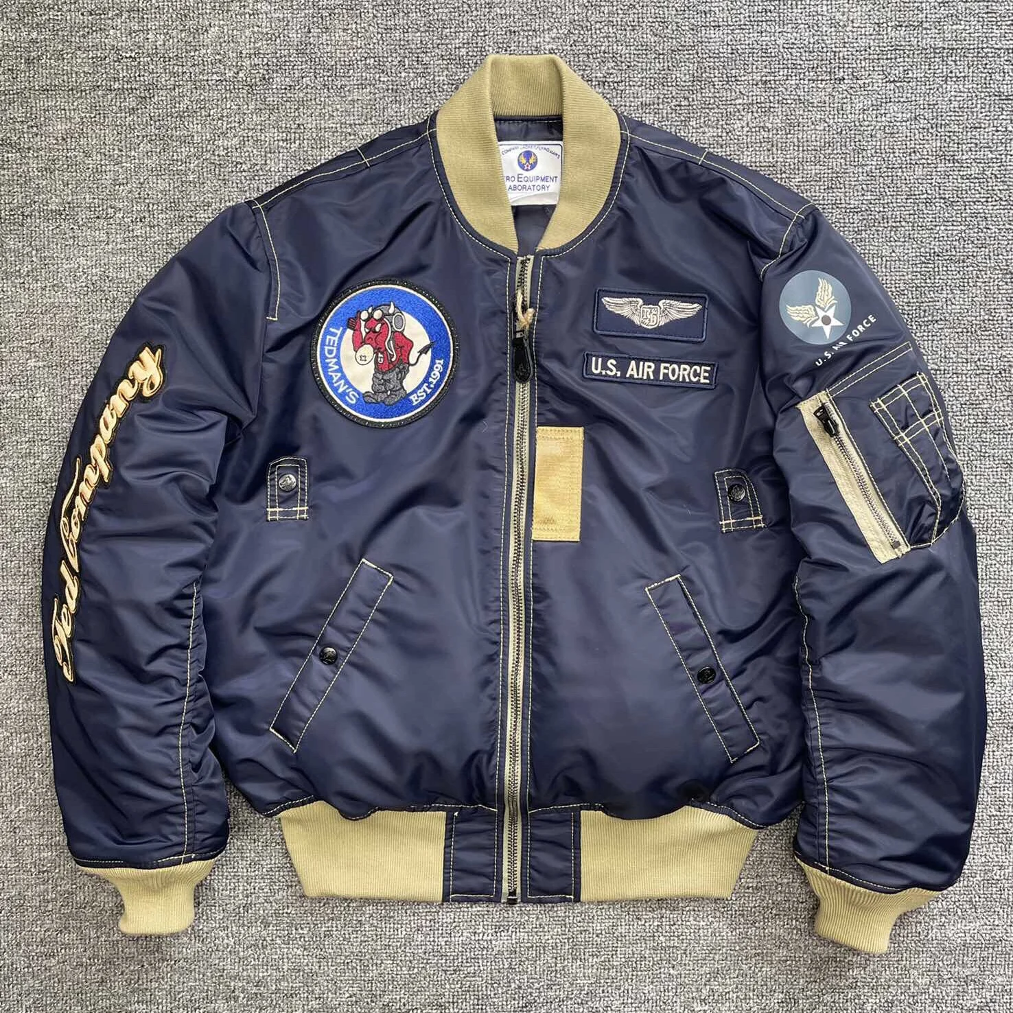 Tedman Japanese Version Devil Flight Jaet Baseball Sle ort Cotton Coat ex Faion Urban Wear Double-Sided Zipper