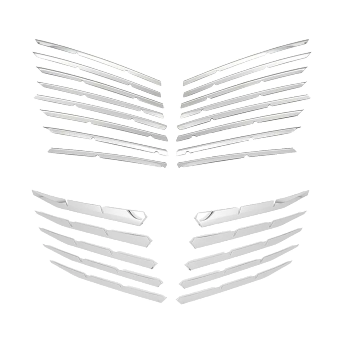 

For 3008 GT 2016-2020 5008 GT 2017-2020 Stainless Steel Car Front Bumper Top + Lower Grille Trim
