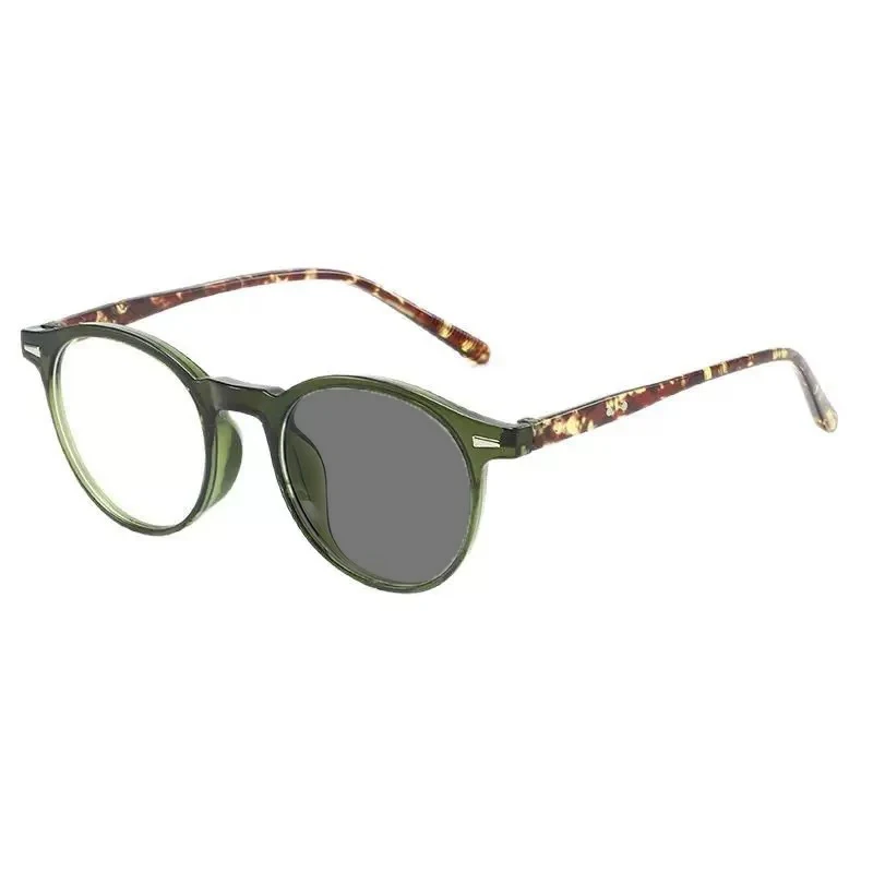 Enhanced Retro Round Frame Photochromic Glasses - HD Blue Light Blocking & UV Protection
