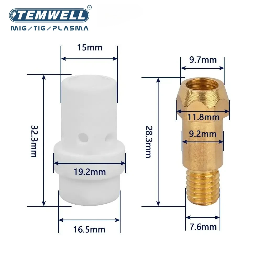5PCS 36KD Coating Protection nozzle 0.8/1.0/1.2mm MIG Torch Gas Nozzle Tip Hold