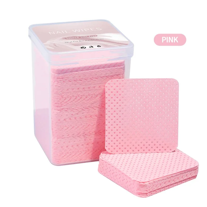 200pcs/box Nail Wipes Clean Tweezers and Glue Bottle Mouths Easy-to-Use Glue Wipes White/Pink