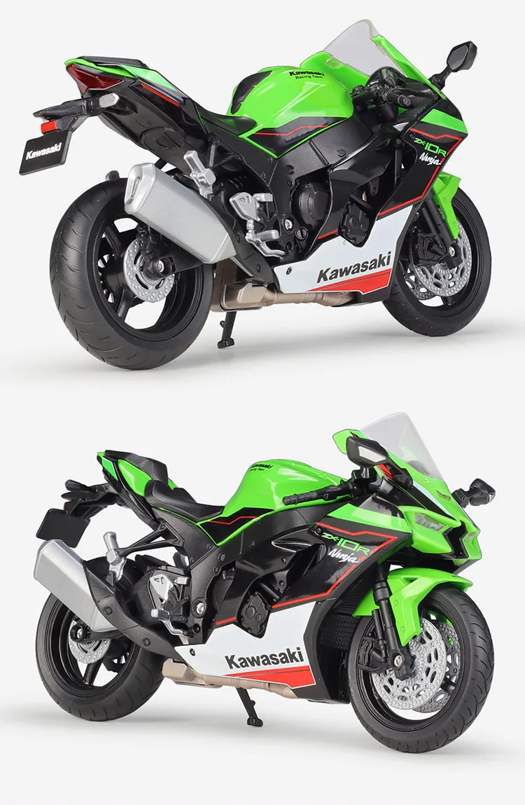 New 1:12 2021 Kawasaki Ninja ZX 10R Motorcycle Bike Simulation