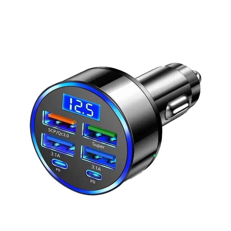 300W 6 Ports Car Charger Fast Charging PD/QC/SCP/FCP/AFC/PSS Car Cigarette Lighter Flash Charge with Digital Display - Image 8