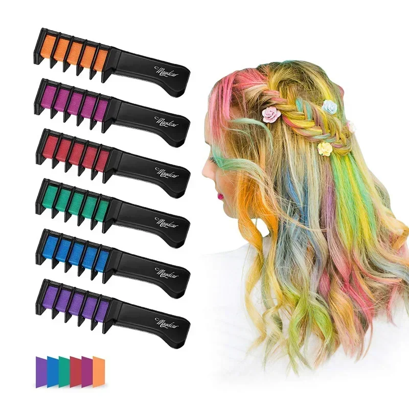 Kids Colorful Matte Disposable Hair Dye Comb Toys  For Girls Makeup Toys Party Hair Dye Non-toxic Safe Children Toys Gift 2