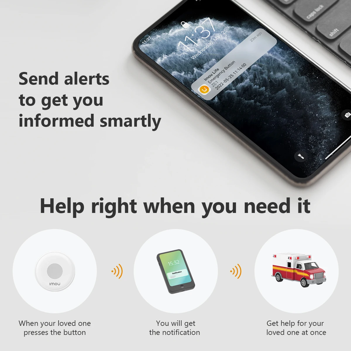 Imou Smart Wireless Switch Emergency Button ZigBee 3.0 Wireless Remote Control LVD Module Intelligent Home via the Gateway wireless remote control
