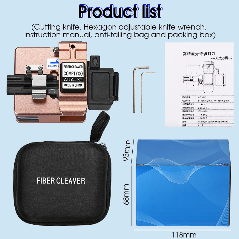COMPTYCO Fiber Cleaver AUA-X0/X1/X2/X3 FTTH Cable Fiber Optic Cutting Knife Tools Cutter Three-in-one Clamp Slot