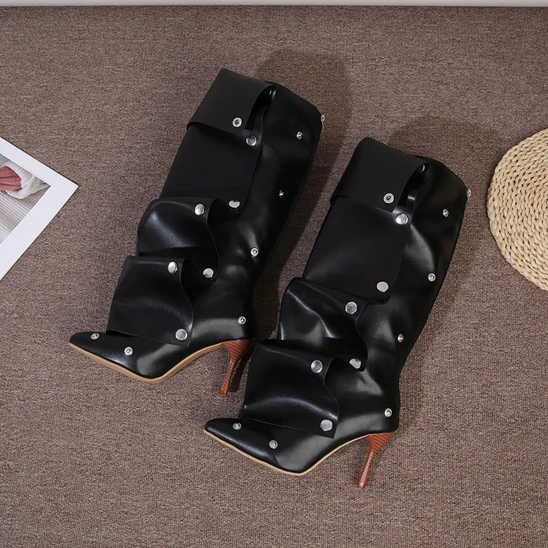 Designer High Heels Women's High Boots Sexy Pointed Toe Heeled Shoes Autumn 2025 Pumps Chelsea Boots New Trend Goth Woman Boots