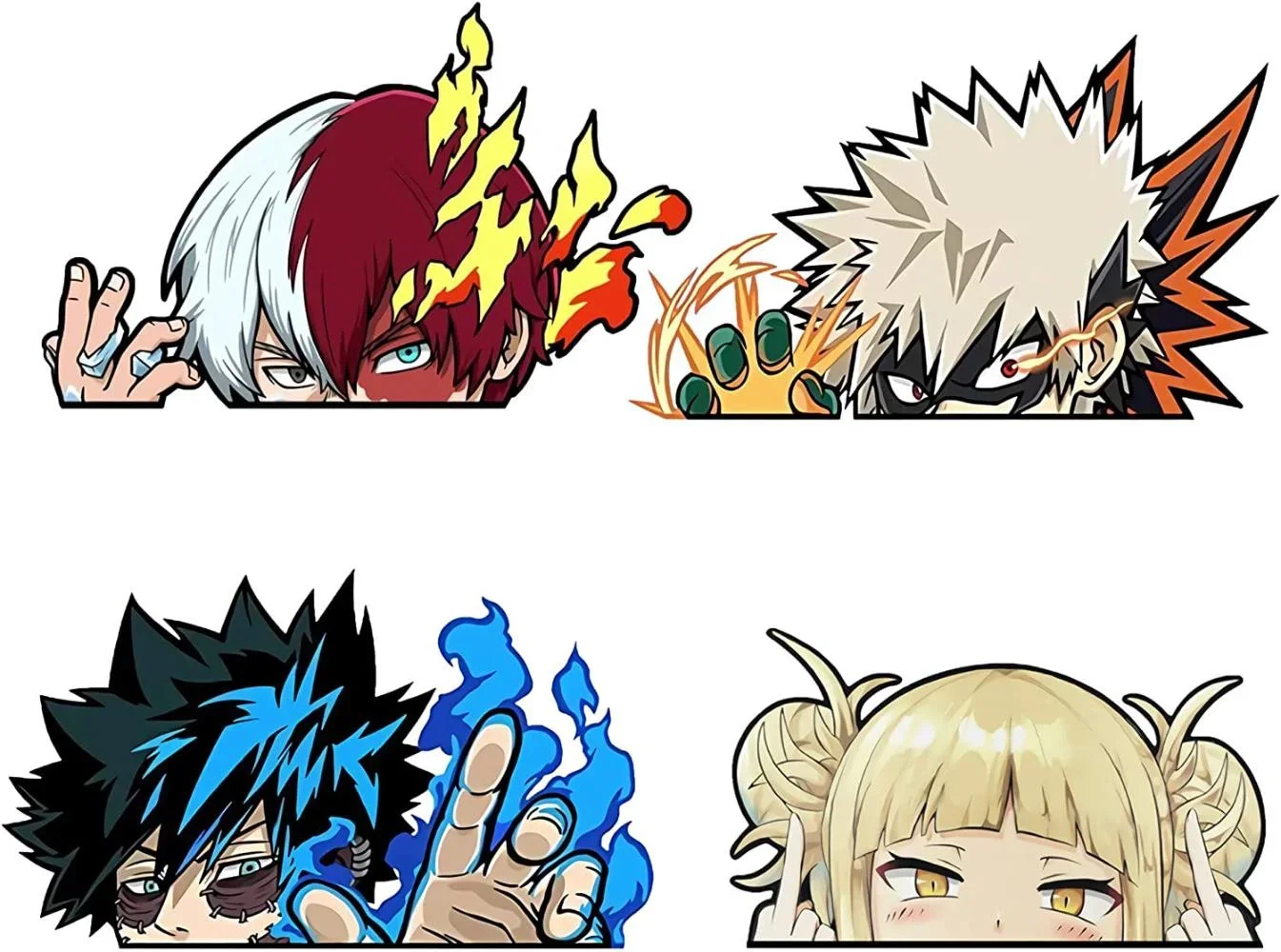 

For 4 Pack 5.7 Inches My Hero Academia Anime Car Sticker Todoroki Bakugo Funny Peeking Waterproof Car Decals Dabi Himiko