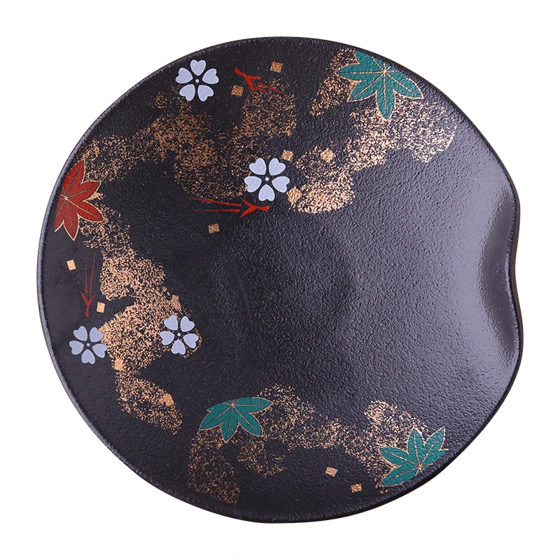 

Japanese-style Tableware Creative Black-and-white Ceramic Dishes Cups Sauces Household Shallow Dishes Retro Tableware Plates