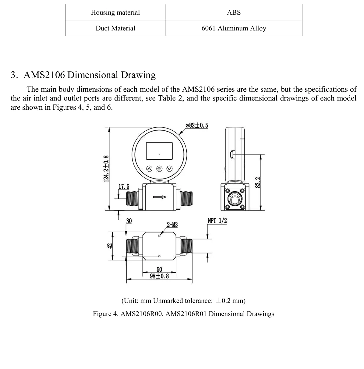 AMS2106 Digital Gas Mass Flow Mete 0-300L/min