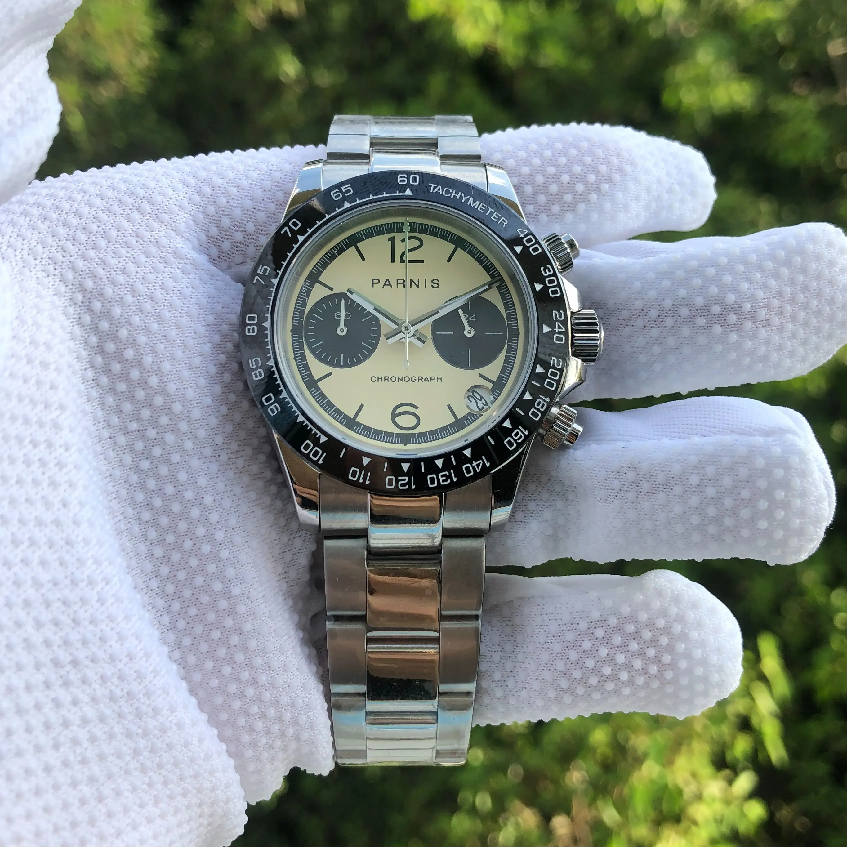 ファッションパーニス39ミリメートル黄色ダイヤルメンズクォーツクロノ 