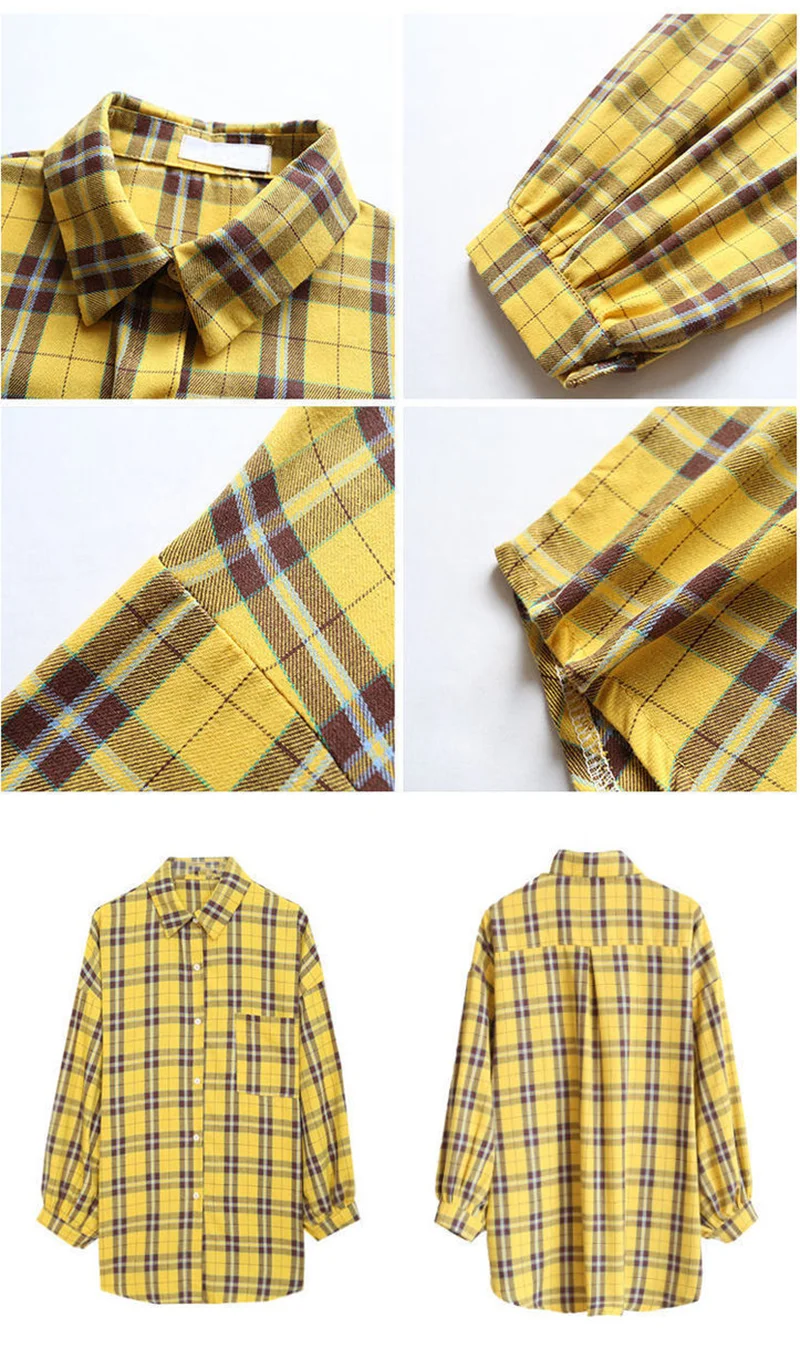  Camiseta amarilla de manga larga con estampado de tablero de  ajedrez para mujer, camiseta corta para mujer, camiseta a cuadros Harajuku,  camiseta casual punk (amarillo, L), L : Ropa, Zapatos y