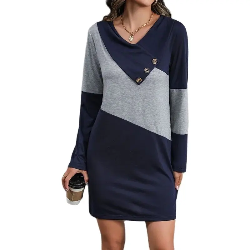 

Dresses For Women Winter Sweaters Knitwear Design V Neck Jumper Casual Fashionable Sweater Vestidos Elegant Patchwork