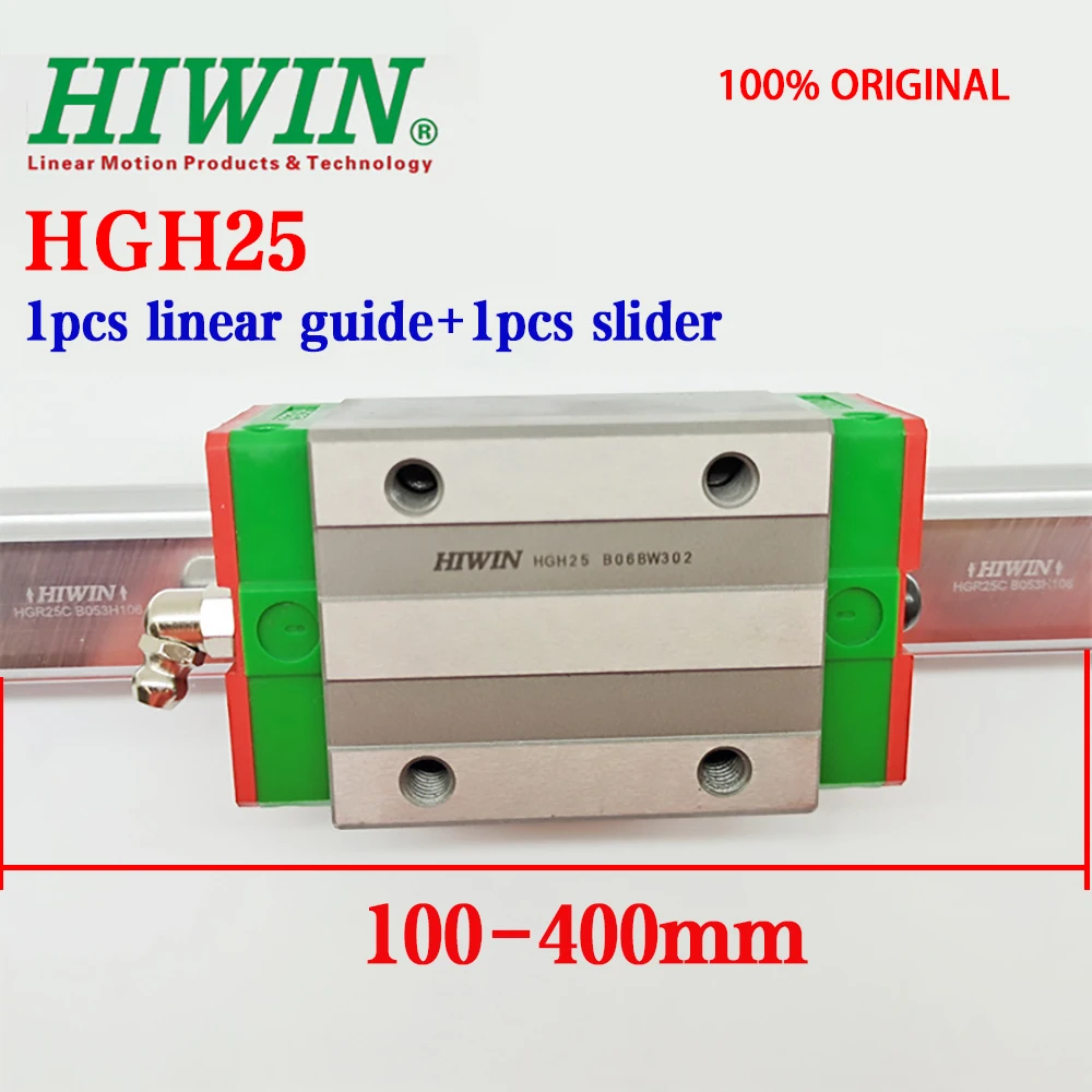 Nova Hiwin Original Hgh25 Hgh25ca Trilho de Guia Linear com Slider Alta Precisão Linear Guide100400 mm Mais Peças Slider Impressora 3d Cnc