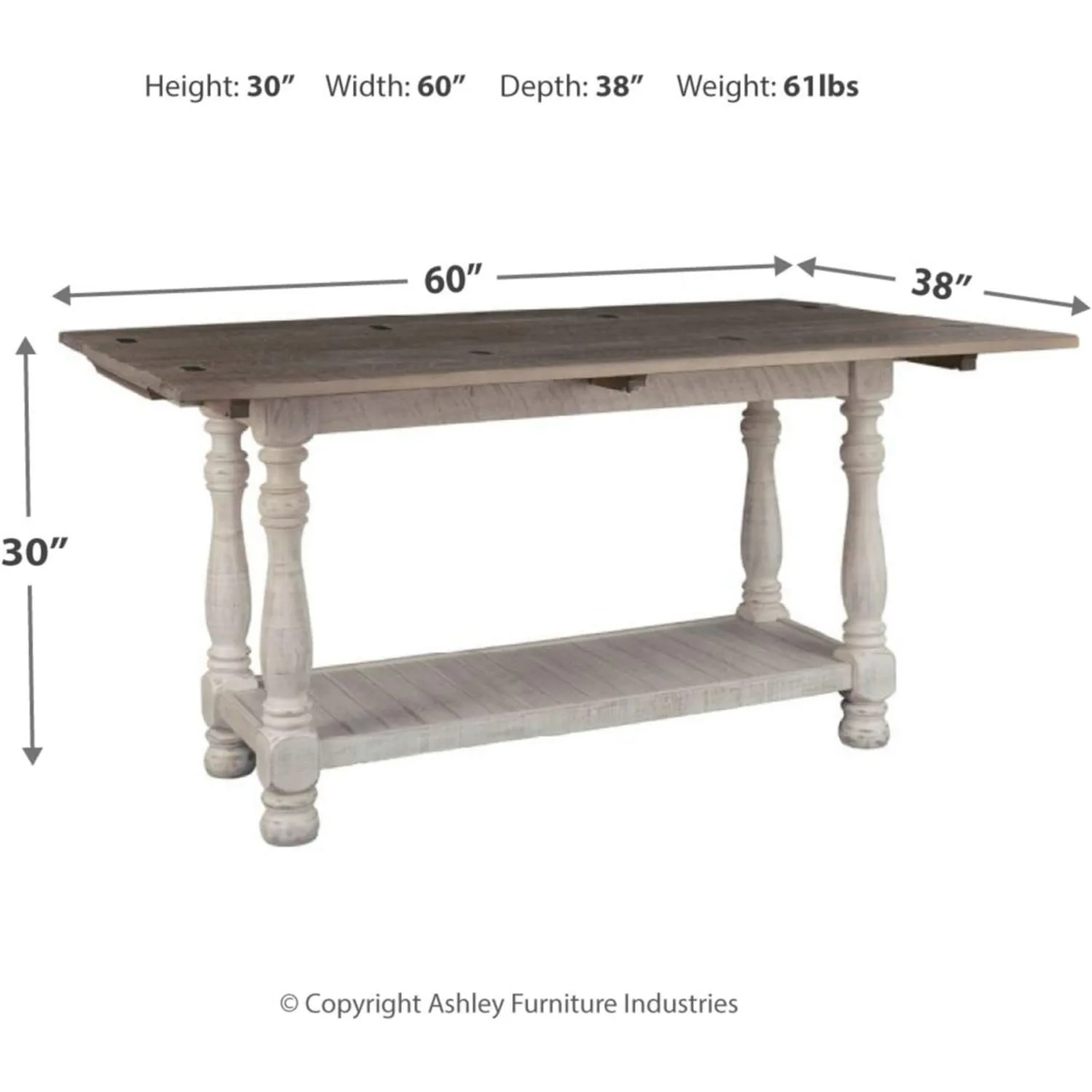 Havalance Farmhouse Sofa Table, Flip Top Design for Additional Dining Space and Fixed Lower Shelf
