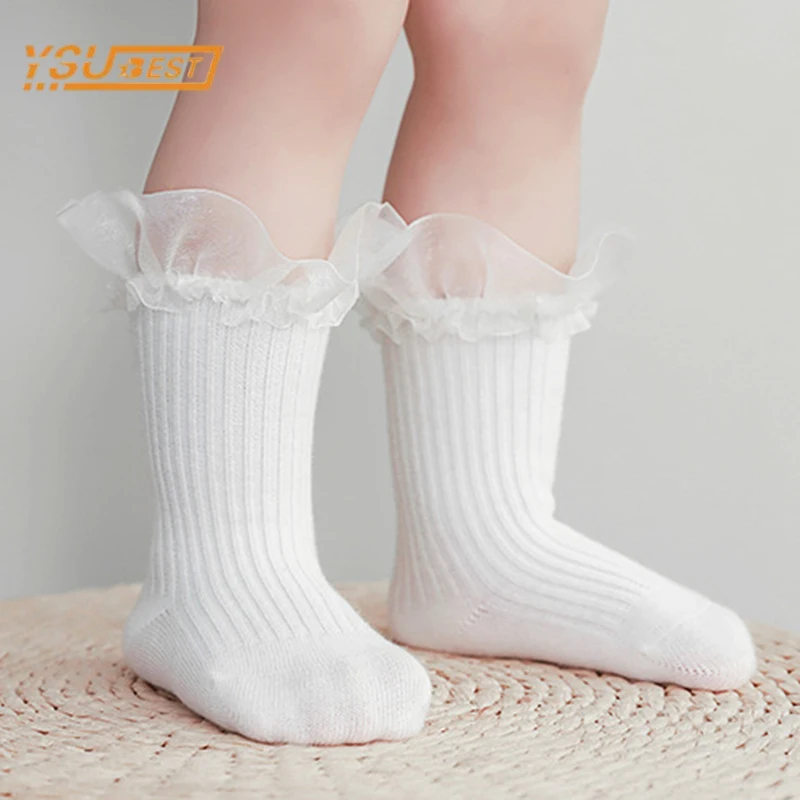 

4 Pairs Spring Soft Breathable Cotton Kids Baby Girls Lace Children Socks Korean Infant Baby Girl Casual Princess Children Socks