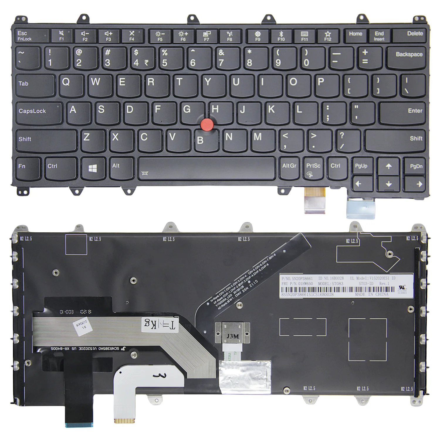Tastiera Retroilluminata US Con Puntatore Per Lenovo ThinkPad S1, Yoga 260, 370, X380