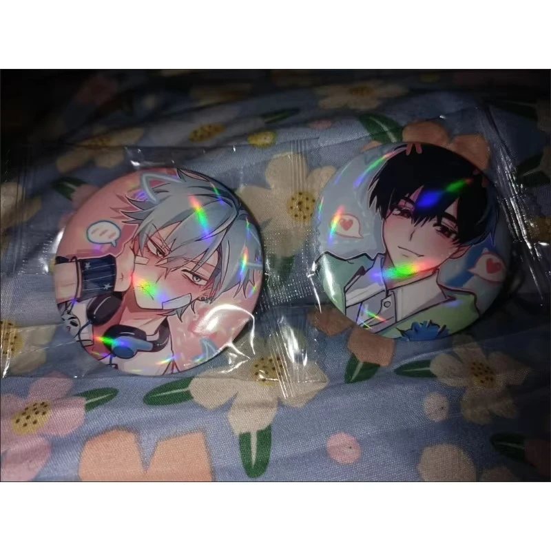 Anime Button Brooch Pins 2Pcs Shy Couple Alien Stage Ivan Till Cartoon Badge for Backpack Jewelry Accessories Handmade Gifts