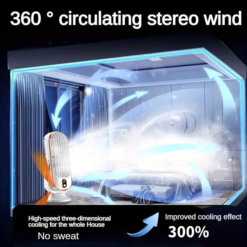 مبرد هواء منزلي صغير بمحرك مزدوج وبطارية كبيرة، وم...