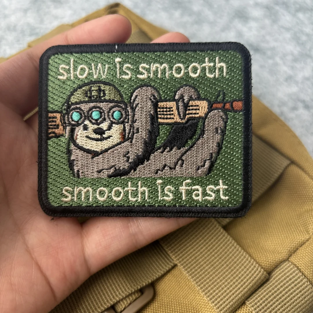Tactical Sloth Embroidered Patch - Morale Badge with Hook & Loop Fastening