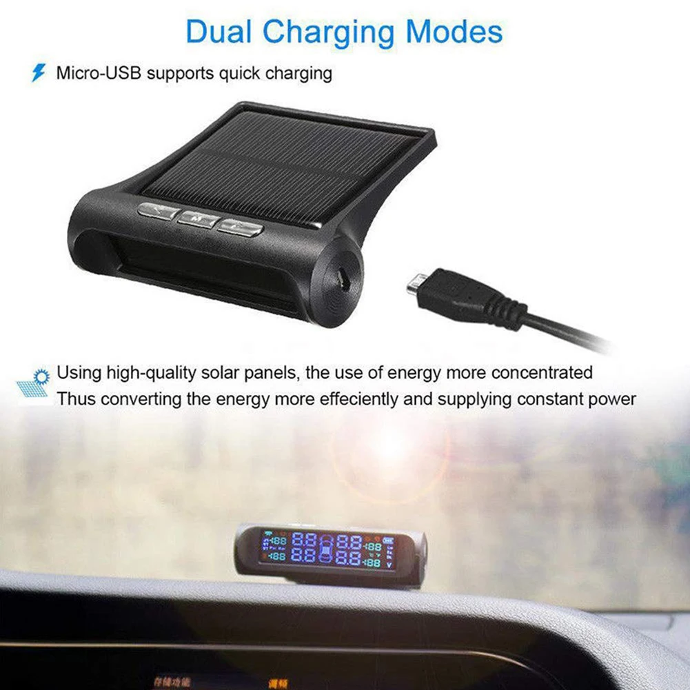 Solar TPMS Tire Pressure Sensor Alarm System