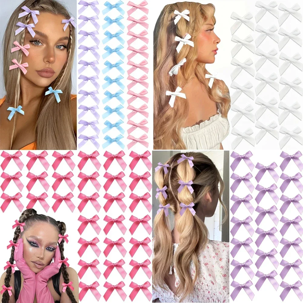 Children's Colorful Mini Hair Bow Clips - Pack of 10