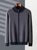 Autumn Winter Thick Men Sweater 100% Cashmere Long Sleeve Mock-neck Zipper Cardigan Soft Warm Large Size Knitwear Men Clothing 3