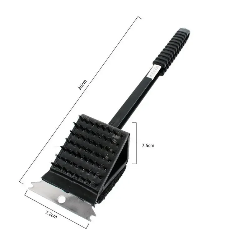 3 In 1 Corner Copper Wire Brush Barbecue Grill Oven Cleaning Bbq Brush Copper Wire Sponge Shovel Long Handle