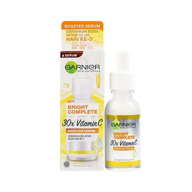 „Garnier Bright Complete“ 30 kartų vitamino C niacinamido serumas, balinantis odos toną, „Essence Fade Acne Mark“ grožio produktai, 30 ml._voghion.com