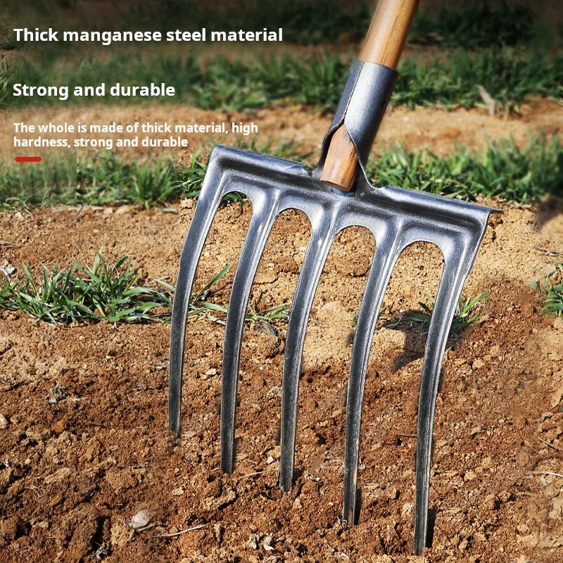 Agricultural Loose Soil Fork Manual Garden Soil Turning Artifact Steel Fork For Land Reclamation And Excavation Faming Tools 4