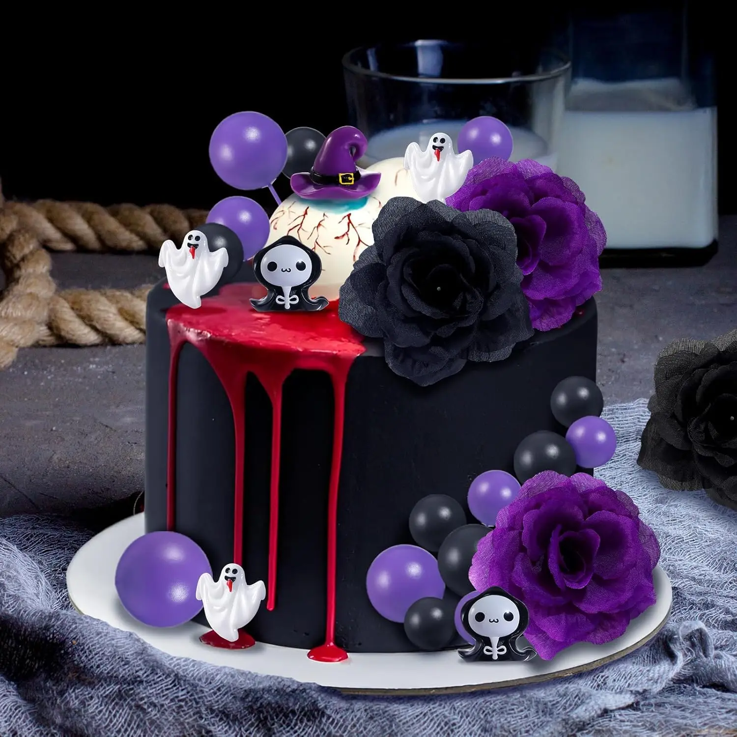Set Decorazioni Compleanno Halloween Rosa E Nero – Palloncini, Striscione, Topper E Decorazioni Per Tema Fantasma E Pipistrello