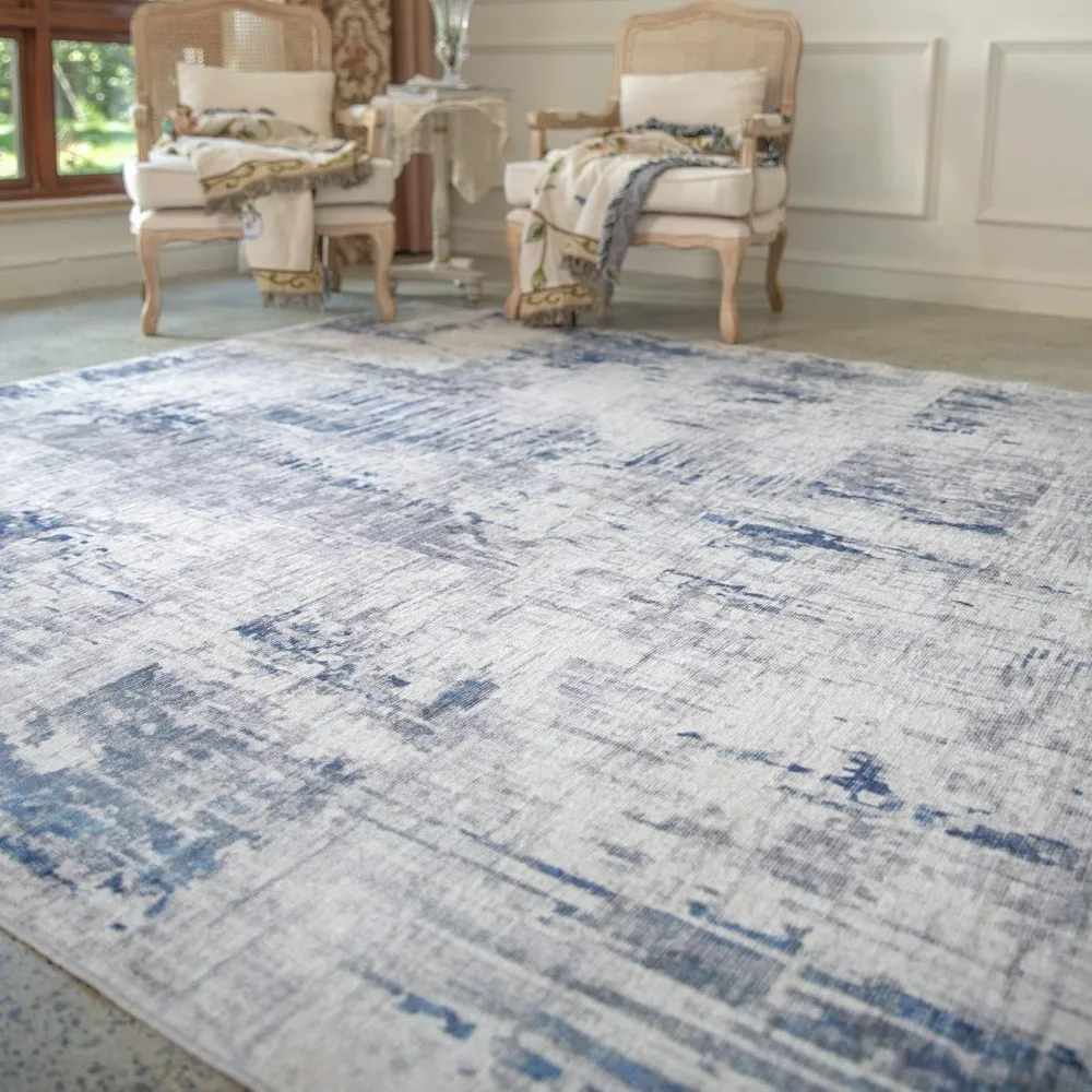 

Modern Abstract Area Rugs 8x10 Distressed Rug Machine Washable Carpet Living Room Decor Ideal Home Decor Navy Decoration Bedroom