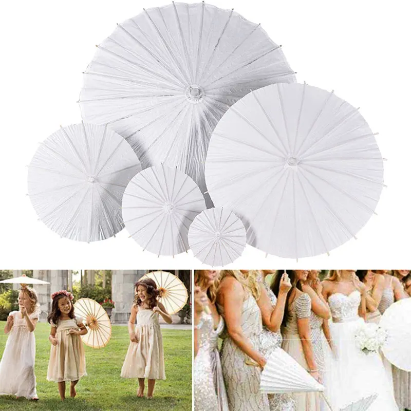 White Paper Umbrella Paper Parasol Chinese Umbrellas White DIY Umbrella Photo Props Party Wedding Decor Home Supplies