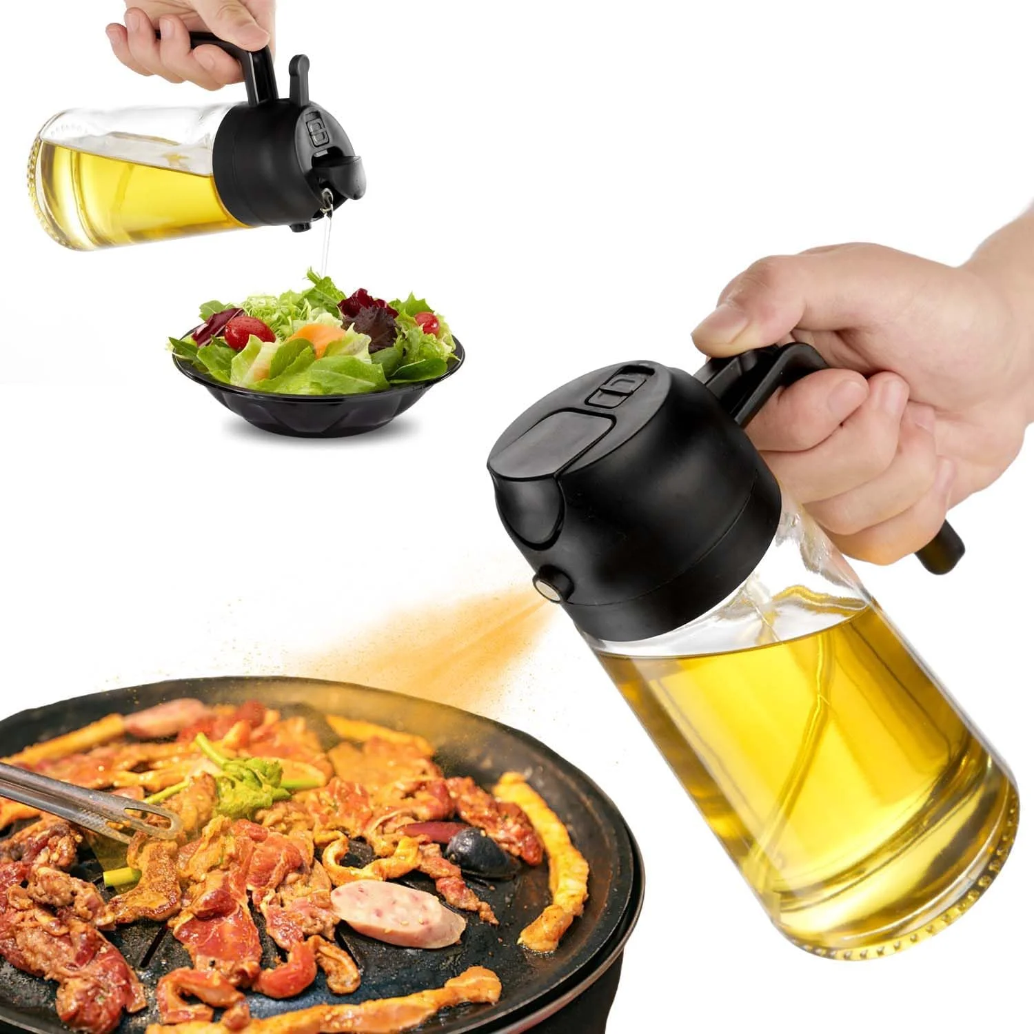 Oil Sprayer for Cooking 2 in 1 Spray & Pour Olive Oil Dispenser 470ml Glass Spray Bottle Kitchen Gadgets oil spray bottle oil sprayer oil spray dispenser oil dispenser