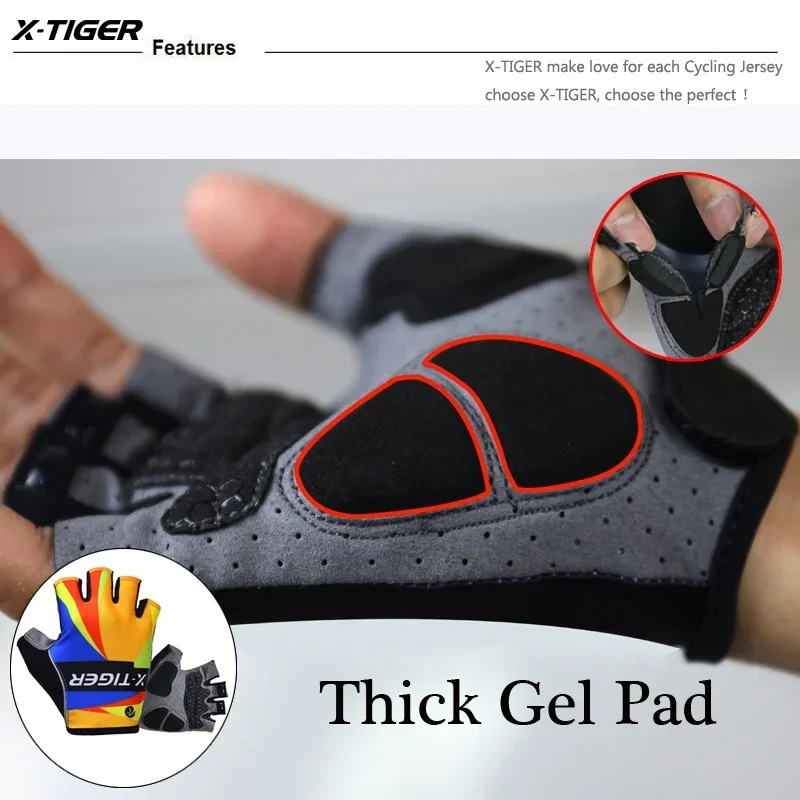X-TIGER Cycling Gloves 3D GEL Pad Sport Gloves Half Finger MTB Bike Gloves Luvas Bicicleta Para Ciclismo Mountain Bicycle Gloves 6
