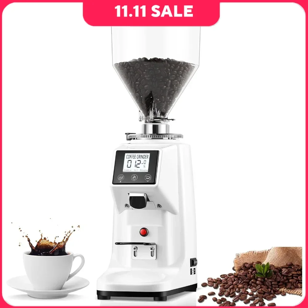 Coffee Grinder Electric 19 Settings Digital Timer Display Commercial With Large 35 Oz Hopper